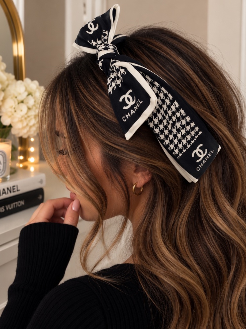 Black & White CC Style Houndstooth Headband